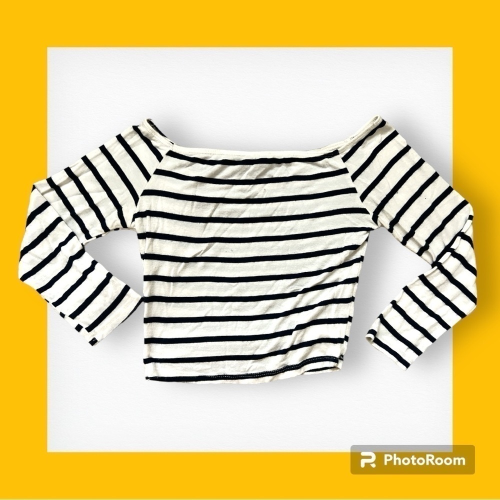Basics Navy Blue Stripe Crop Top